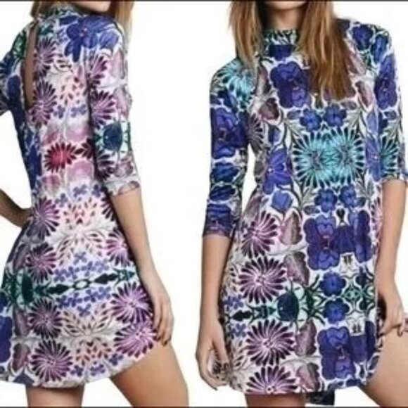 Free People Fiesta Purple Floral Mini Dress - Picture 1 of 6